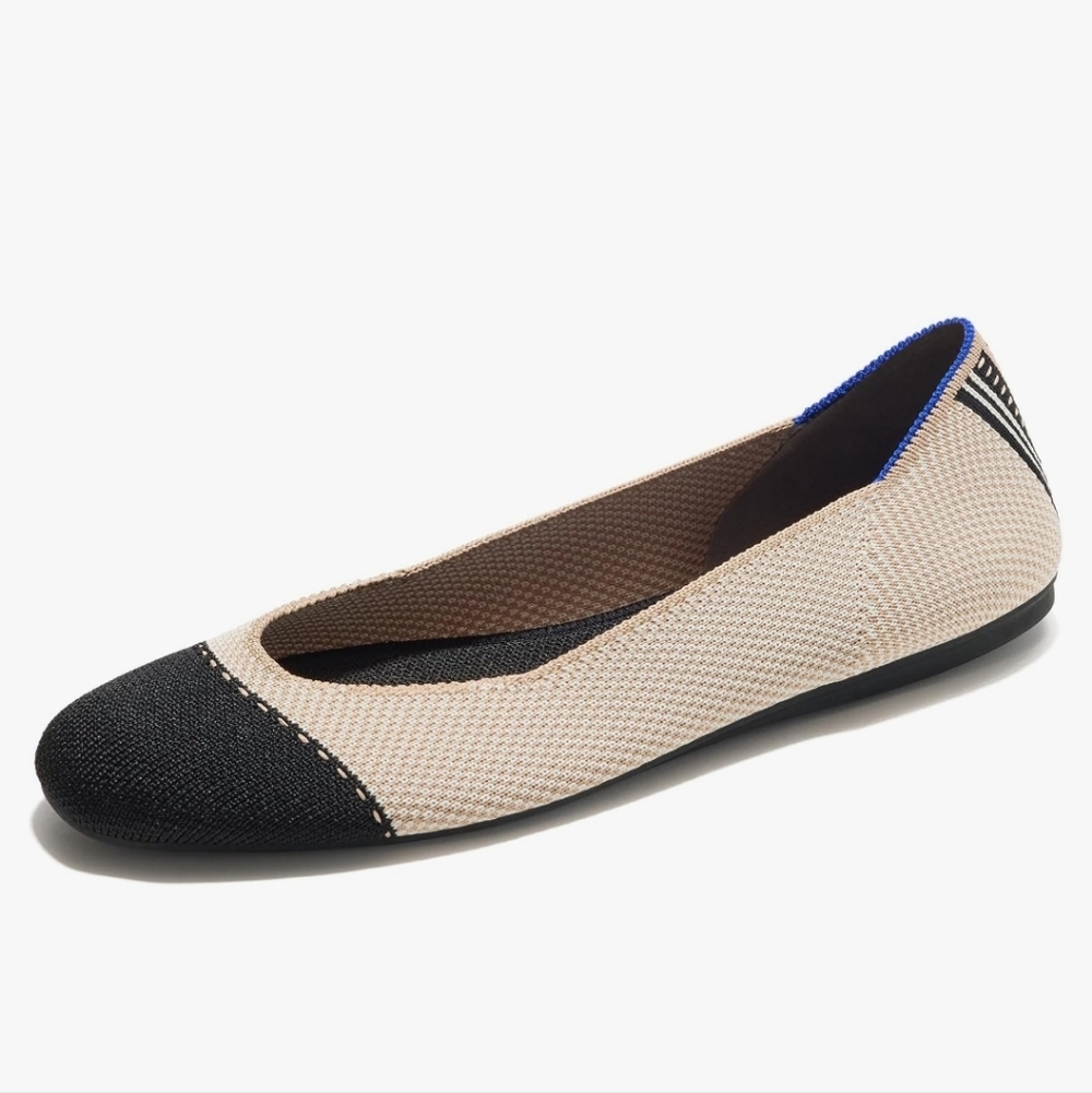 Rothy's Classic The Square Tuxedo Womens Slip-On in Black and Cream